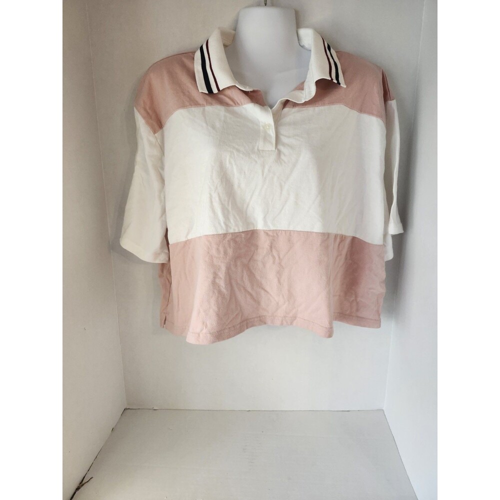 Wild Fable Rugby Shirt Cropped Pink Womens XL